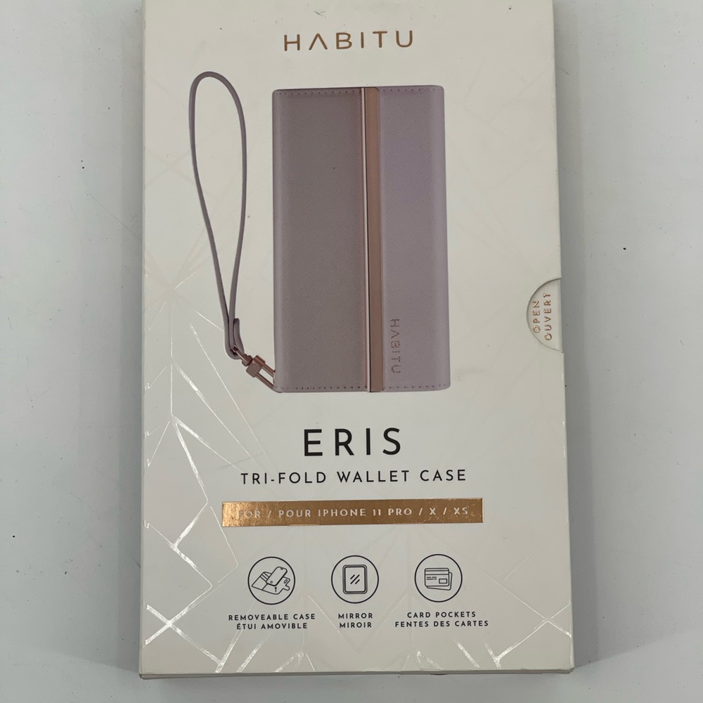 HABITU ERIS TRI-FOLD WALLET CASE FOR I-PHONE 11 PRO/X/XS. PREOWNED NEVER…